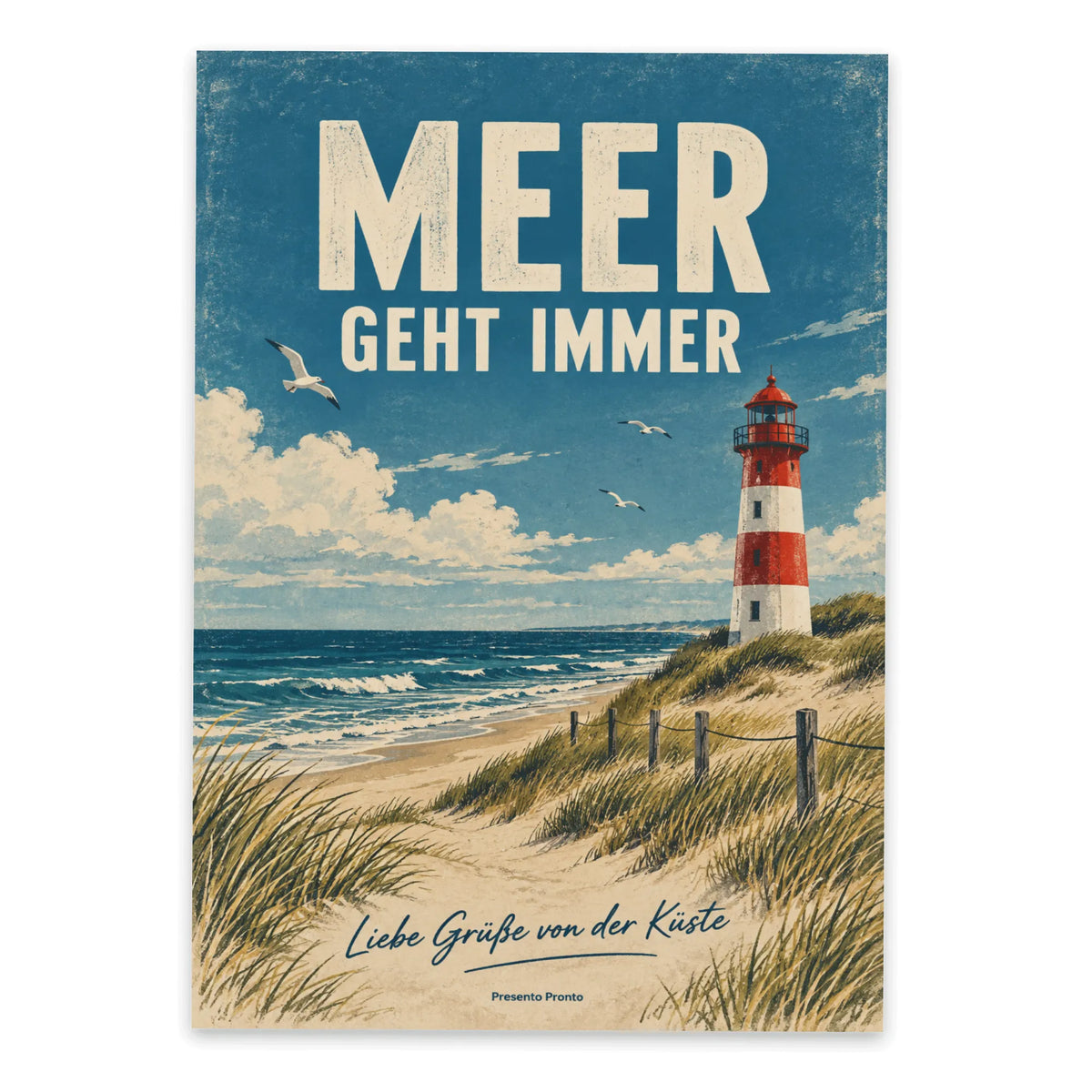 Nostalgische Postkarte für Meeresfans mit Leuchtturm