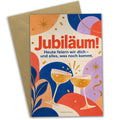 Fröhliche Glückwunschkarte zum Jubiläum mit Sternenstrahlen