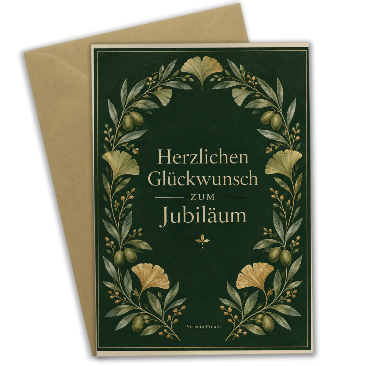 Elegante Glückwunschkarte zum Jubiläum mit Olivenzweig