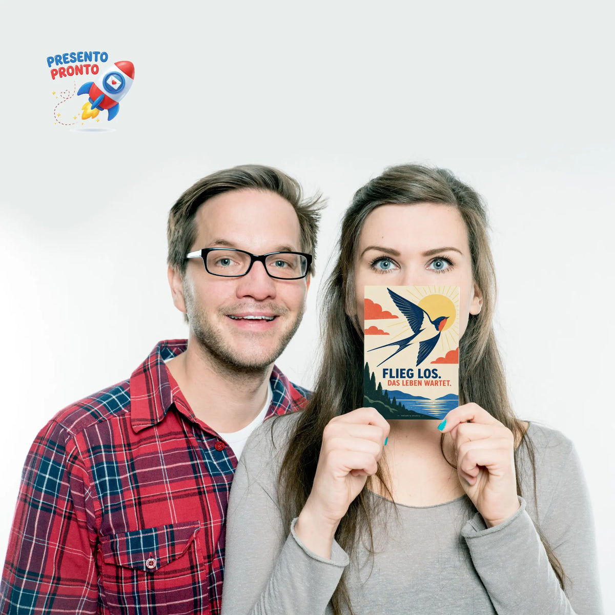Motivierende Postkarte mit Vogel zum Neuanfang