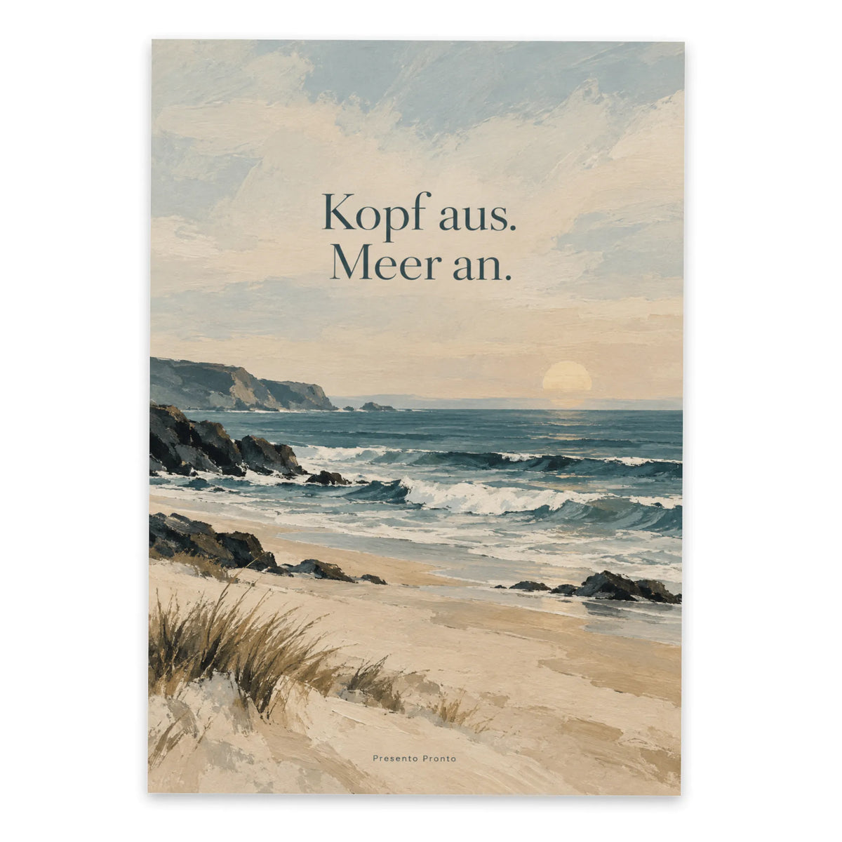 Entspannte Postkarte mit Meer für Auszeitgrüße