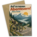 Motivierende Glückwunschkarte mit Fahrrad für Abenteurer