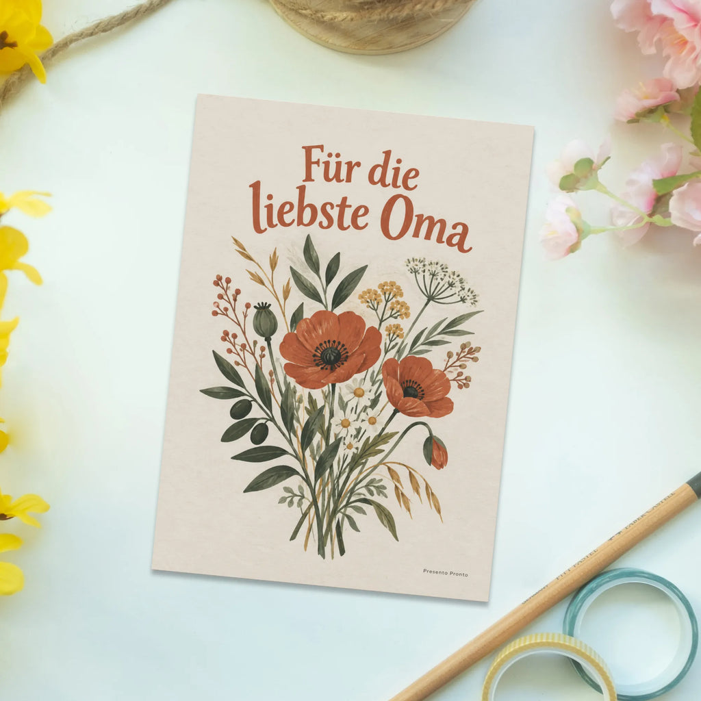 Liebevolle Postkarte für Oma mit Blumenstrauß|p:2017287|h:7916efb1f691e1799f184019636b885f