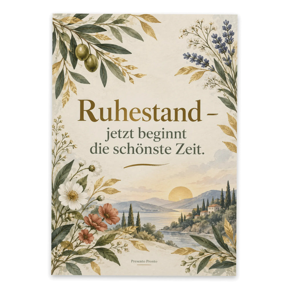 Elegante Grußkarte zum Ruhestand mit Olivenzweigen|p:2017296|h:b2710b6032816b11f9ffd916283c9b0e
