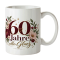 Elegante Tasse zum 60. Geburtstag für Frauen mit Blumen
