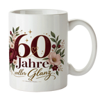 Elegante Tasse zum 60. Geburtstag für Frauen mit Blumen|p:2017303|h:3868ab48351c21892573b5e8d27981d5