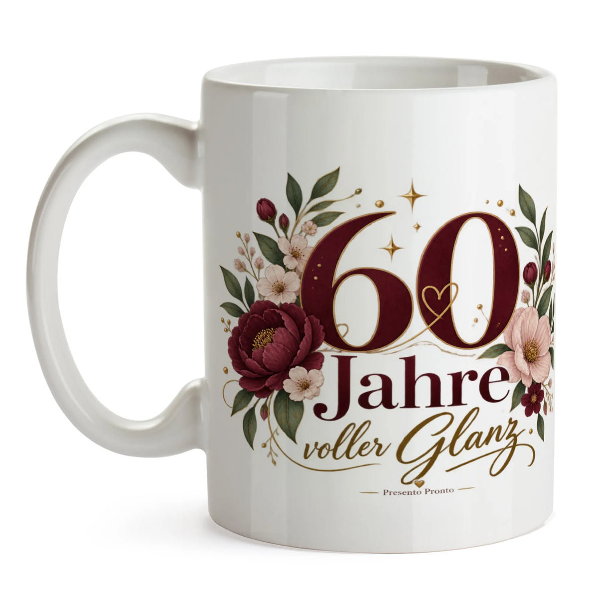Elegante Tasse zum 60. Geburtstag für Frauen mit Blumen