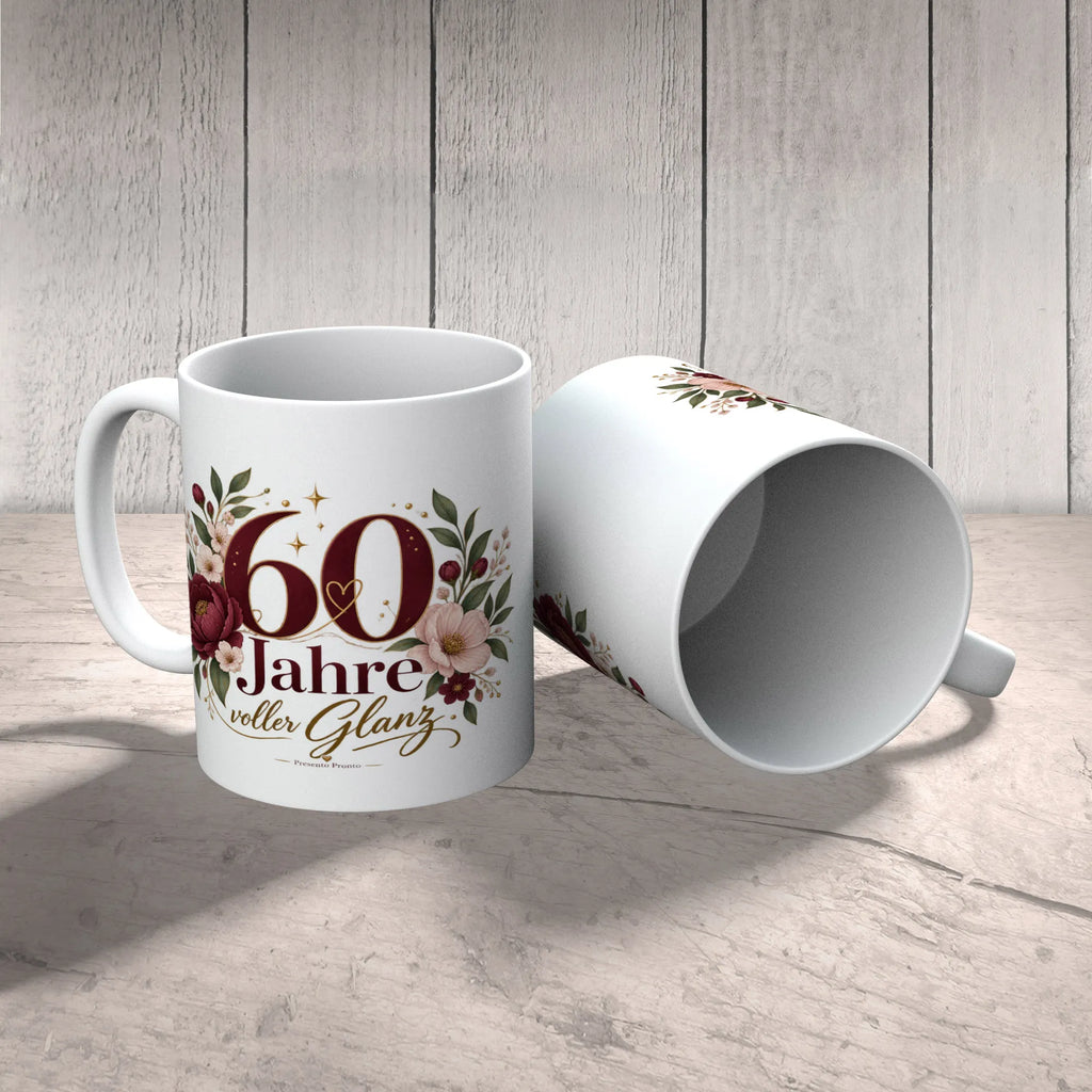 Elegante Tasse zum 60. Geburtstag für Frauen mit Blumen|p:2017303|h:24128952a076f0783b73f7d7d9eb277d