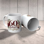 Elegante Tasse zum 60. Geburtstag für Frauen mit Blumen|p:2017303|h:24128952a076f0783b73f7d7d9eb277d