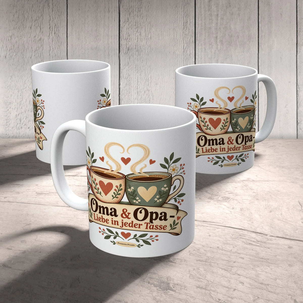 Herzliche Tasse für Oma und Opa mit Vintage-Tassen