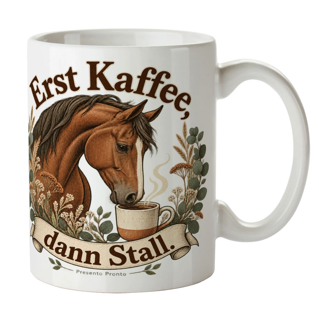 Lustige Kaffeetasse für Pferdefans mit Warmblutpferd|p:2017307|h:2d1f168ddcb3142899df649695976c66