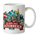 Herzliche Österreich Souvenir Tasse für Urlaub mit Wegweiser