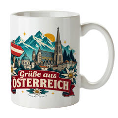 Herzliche Österreich Souvenir Tasse für Urlaub mit Wegweiser