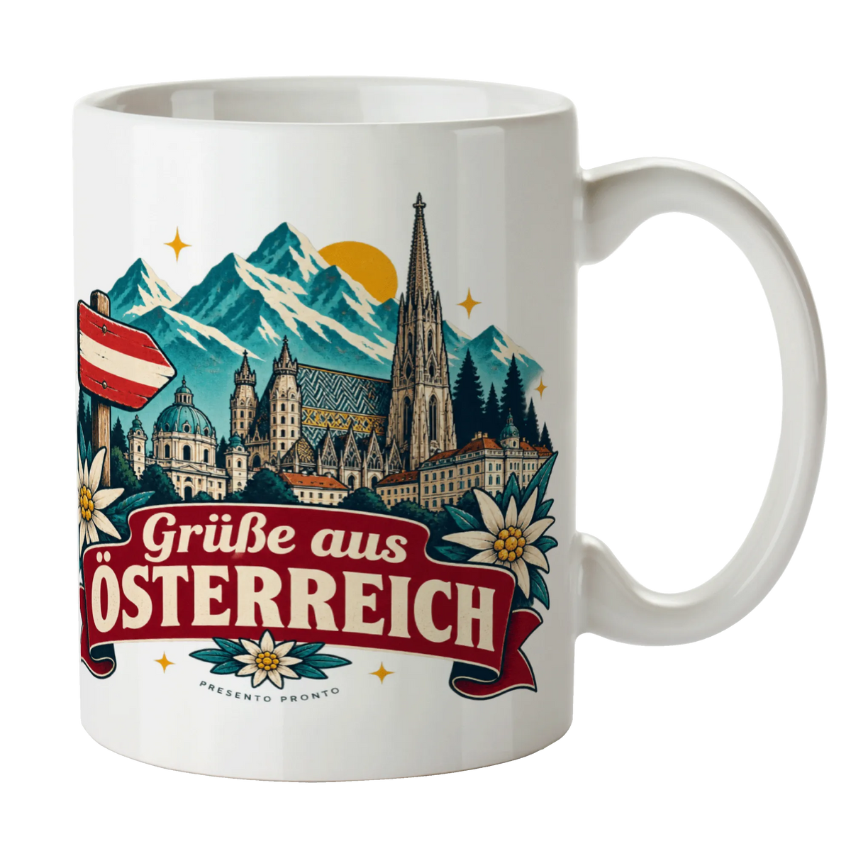 Herzliche Österreich Souvenir Tasse für Urlaub mit Wegweiser