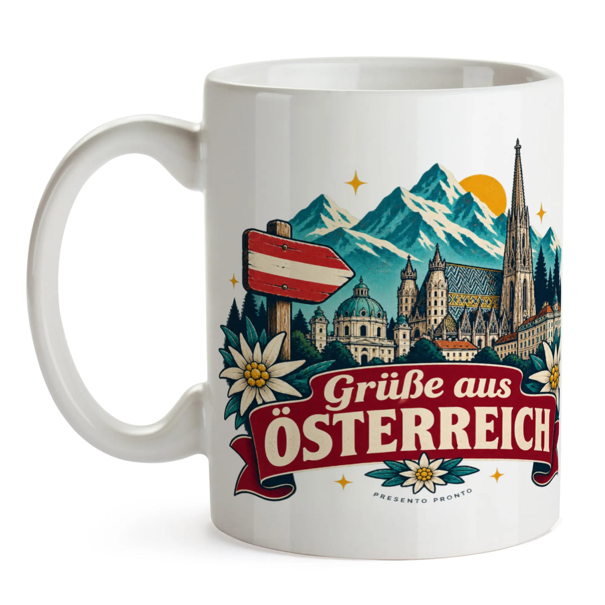 Herzliche Österreich Souvenir Tasse für Urlaub mit Wegweiser