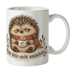 Lustige Igel Tasse für Morgenmuffel mit Schal