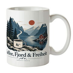 Gemütliche Kaffeetasse für Norwegen-Fans mit Fjordlandschaft