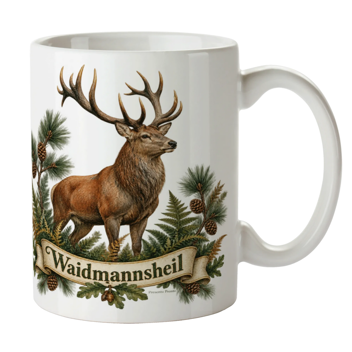 Stolze Kaffeetasse für Jäger mit Rothirsch