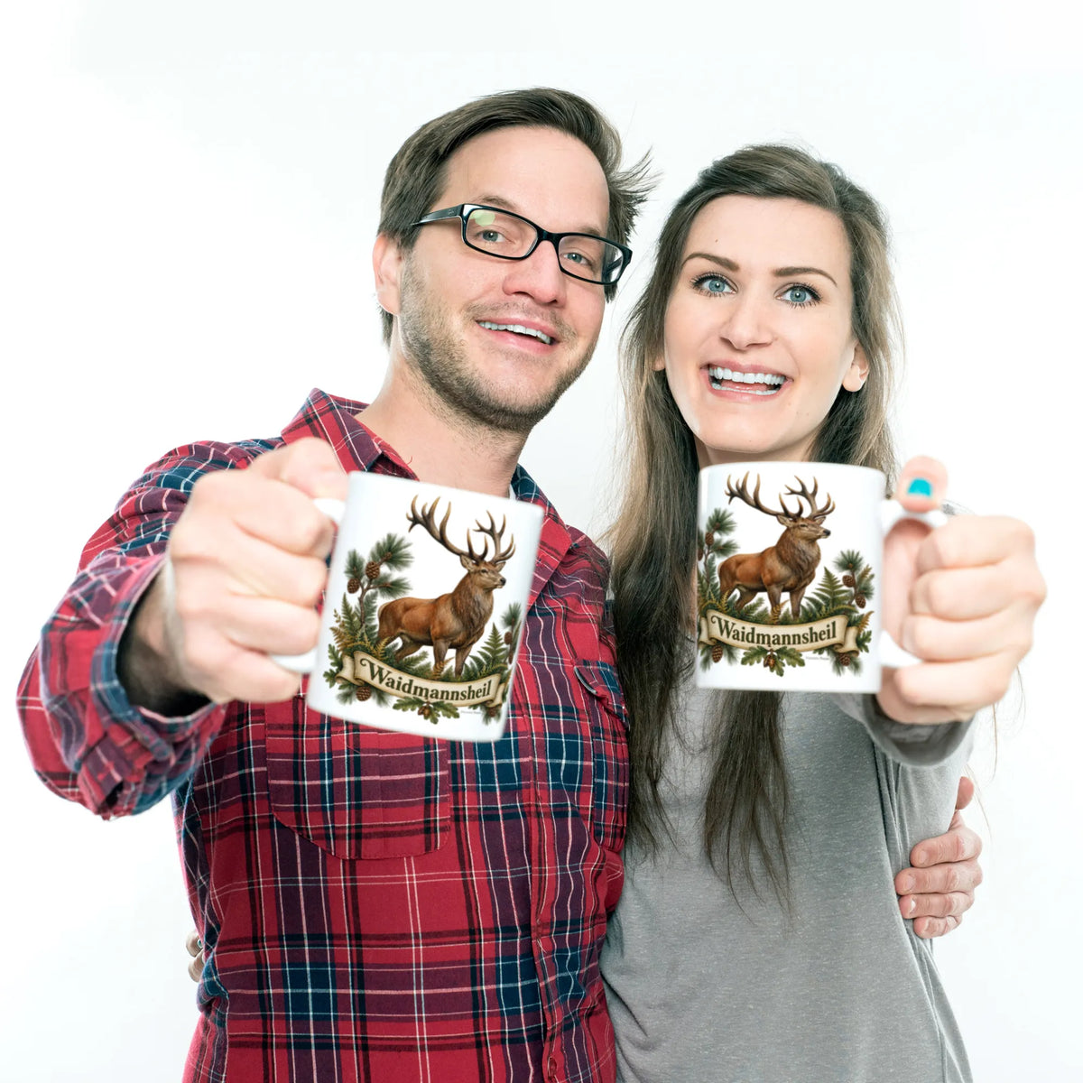 Stolze Kaffeetasse für Jäger mit Rothirsch