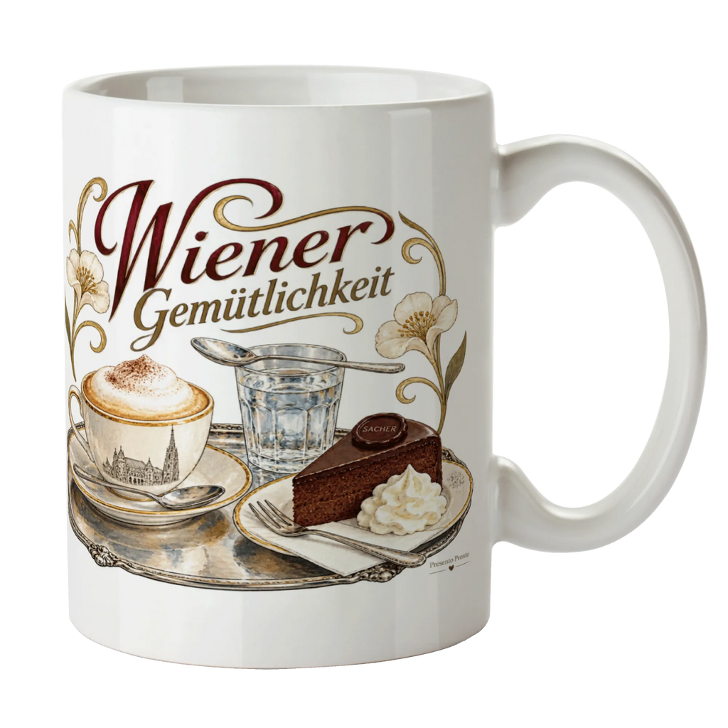 Elegante Österreich Souvenir Tasse mit Sachertorte für Wienliebhaber|p:2017318|h:d1347a9e263d26288a9a18e181537df6