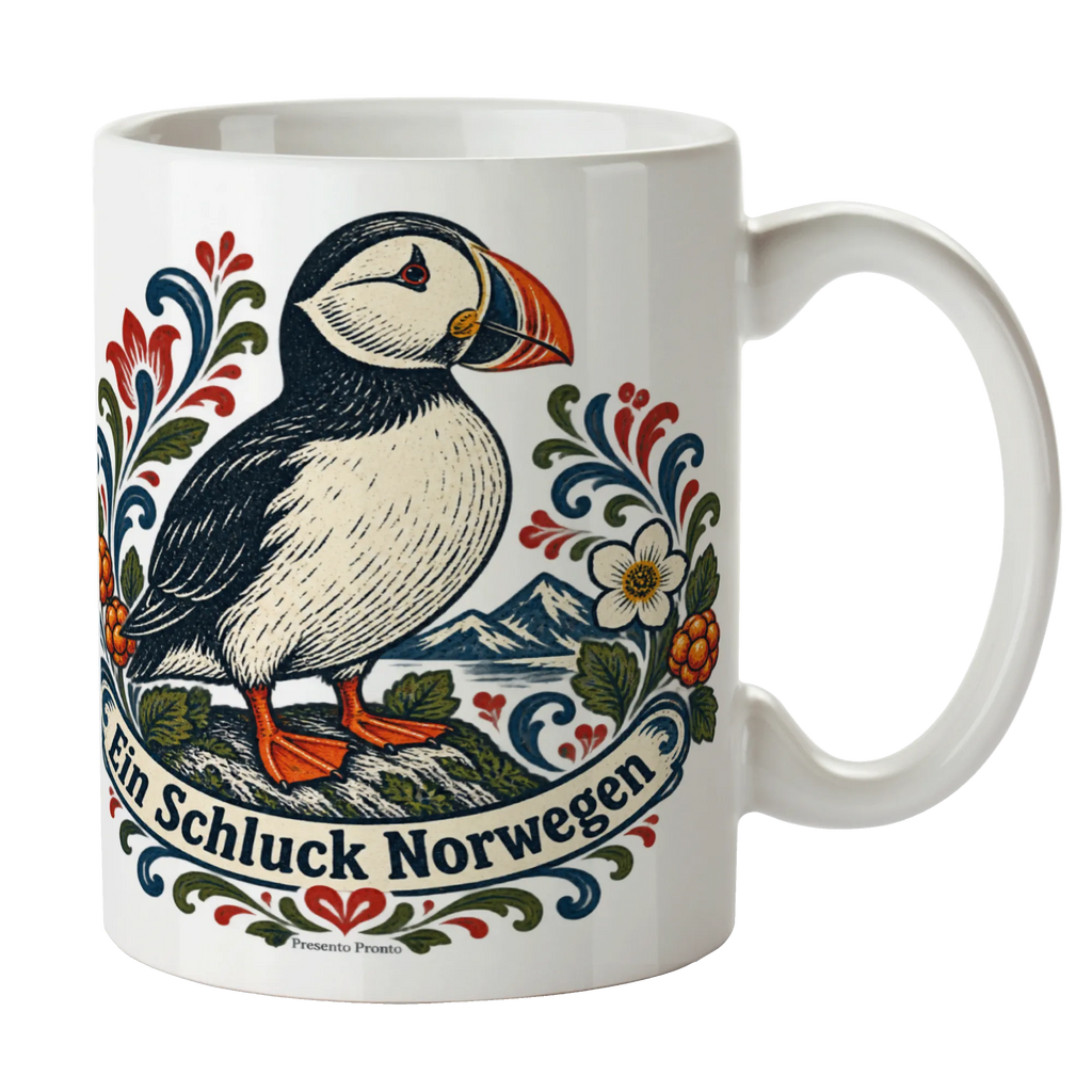 Gemütliche Kaffeetasse für Norwegenfans mit Papageientaucher|p:2017320|h:9ebfa526a4cf68250b759adf52bb98c1