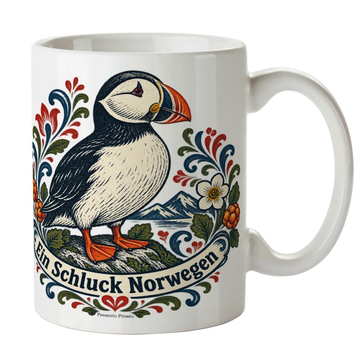 Gemütliche Kaffeetasse für Norwegenfans mit Papageientaucher