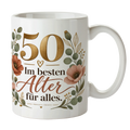 Elegante Tasse zum 50. Geburtstag für Frauen mit Zahl 50