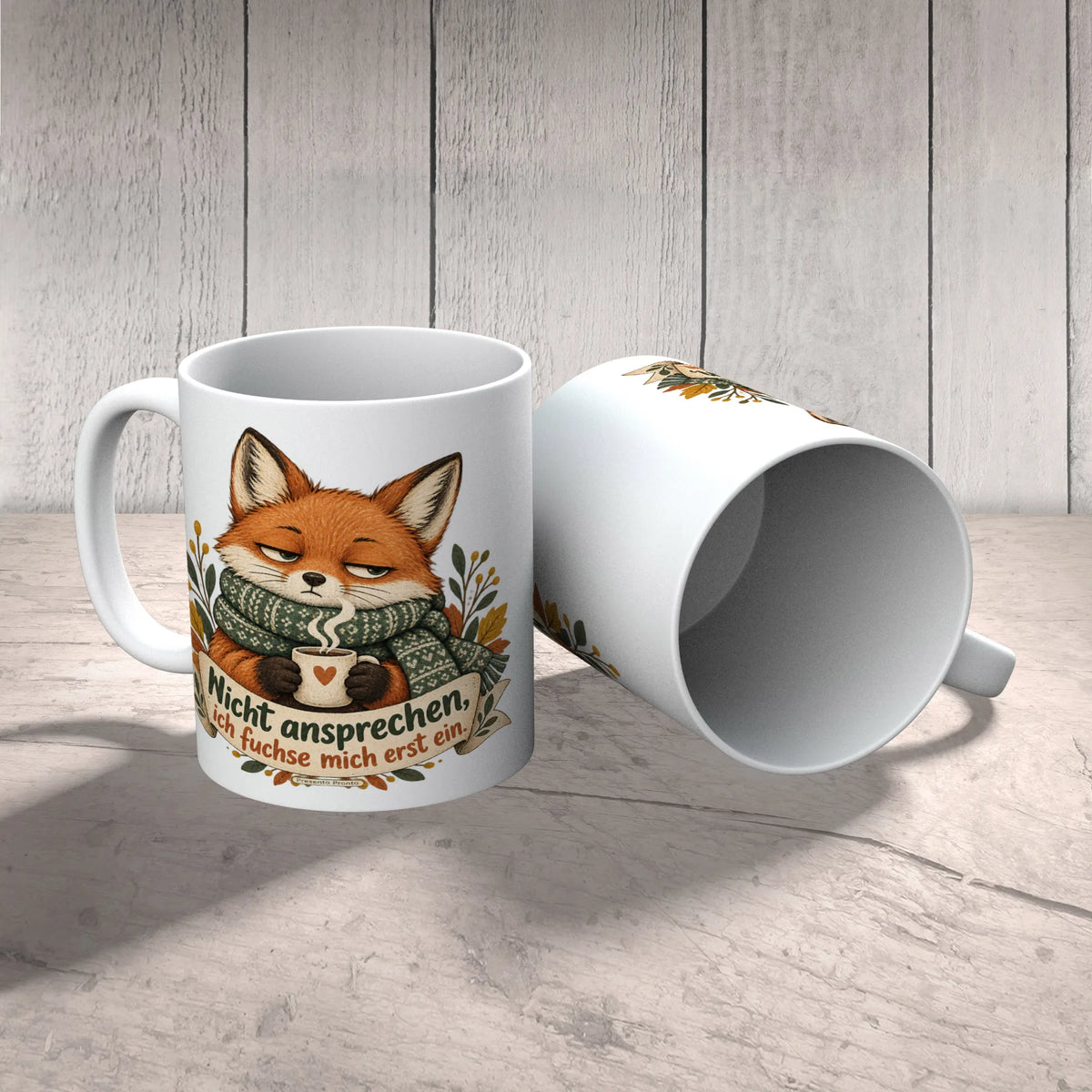 Lustiger Kaffeebecher mit Fuchs für Morgenmuffel
