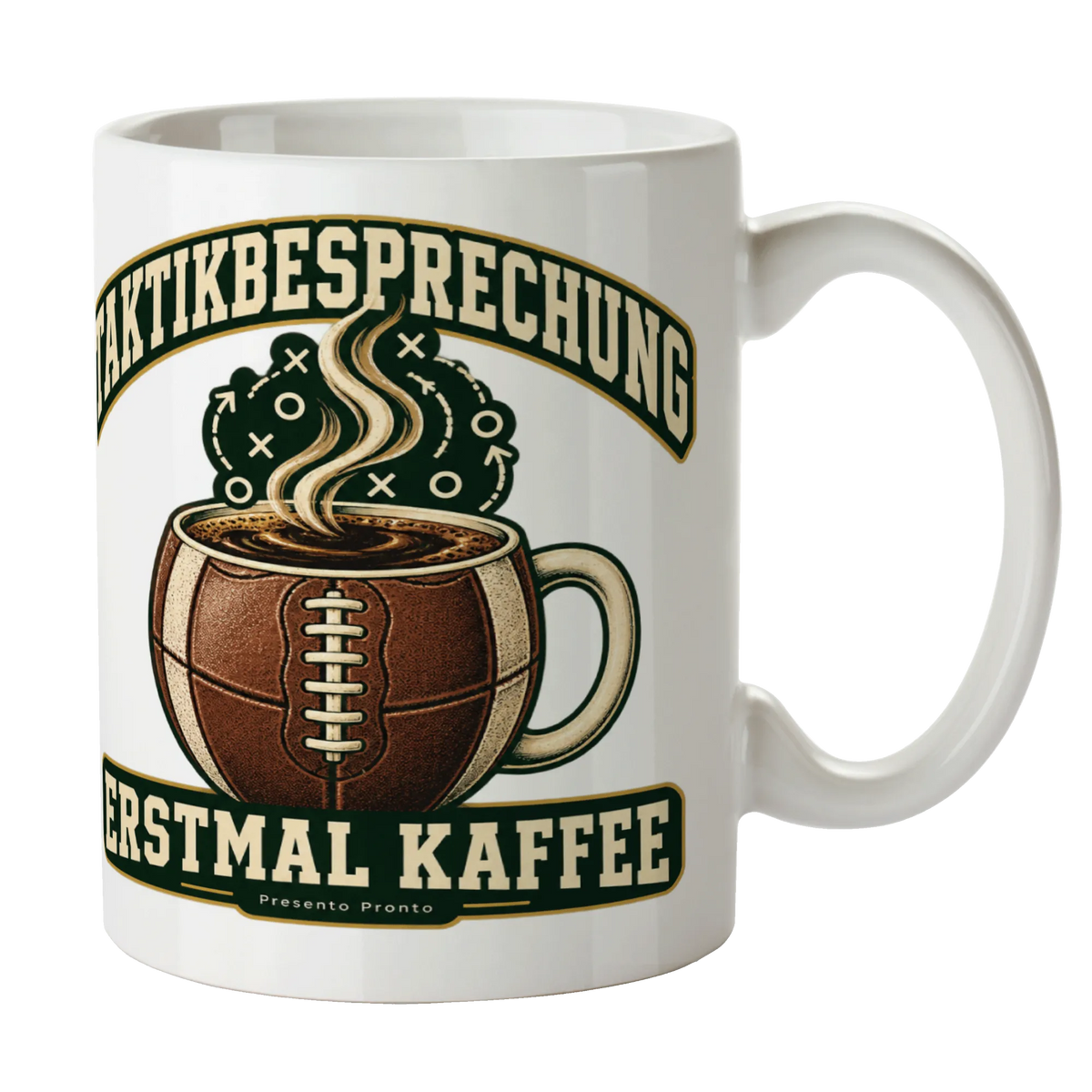 Lustiger Kaffeebecher für Fußballfans mit Fußball und Kaffeetasse
