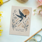 Poetische Postkarte mit Vogel und Schwalbe für liebe Grüße|p:2017340|h:236c8ff37f604ede477b8ca04836a3e0