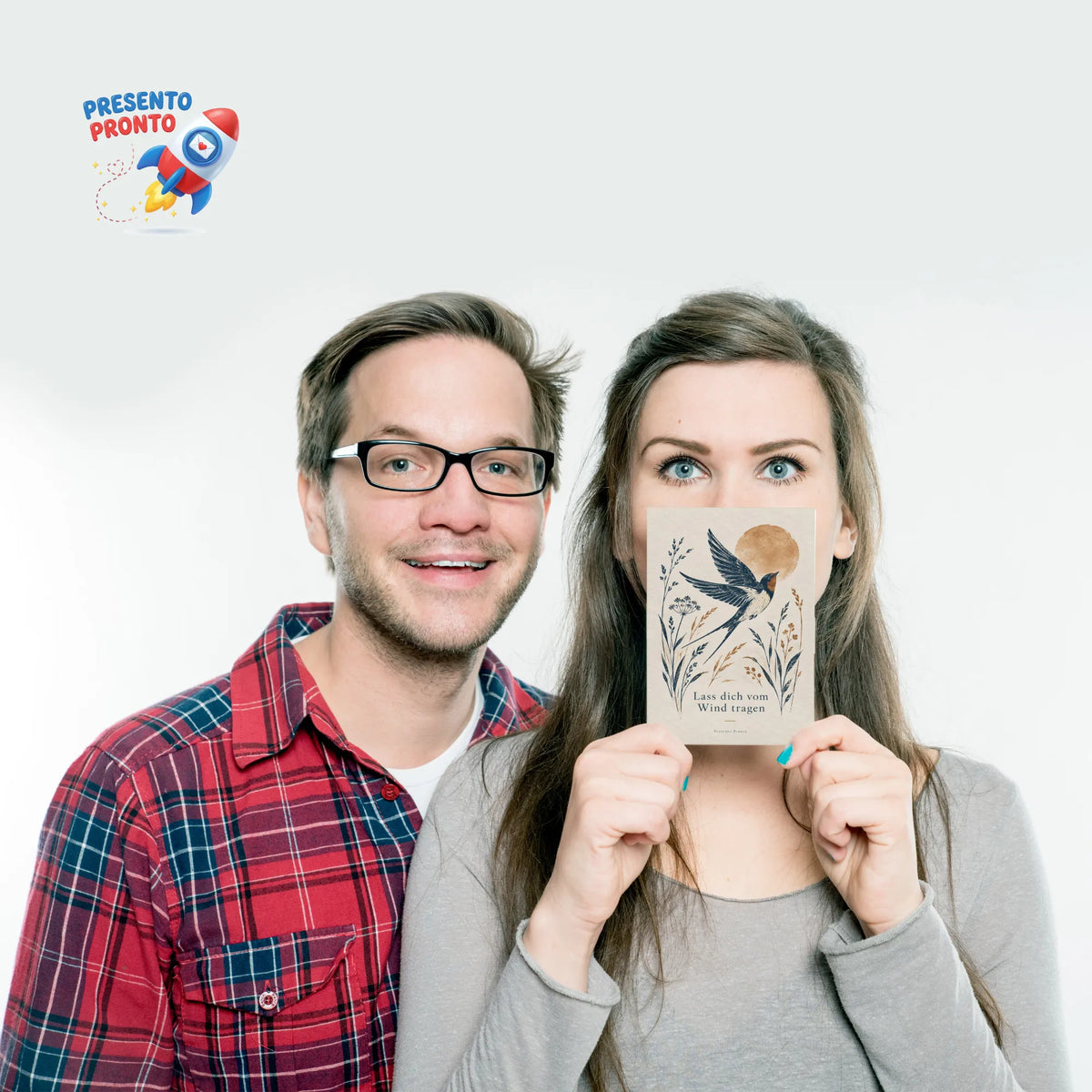 Poetische Postkarte mit Vogel und Schwalbe für liebe Grüße