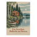 Nostalgische Postkarte für Schwedenfans mit roter Hütte