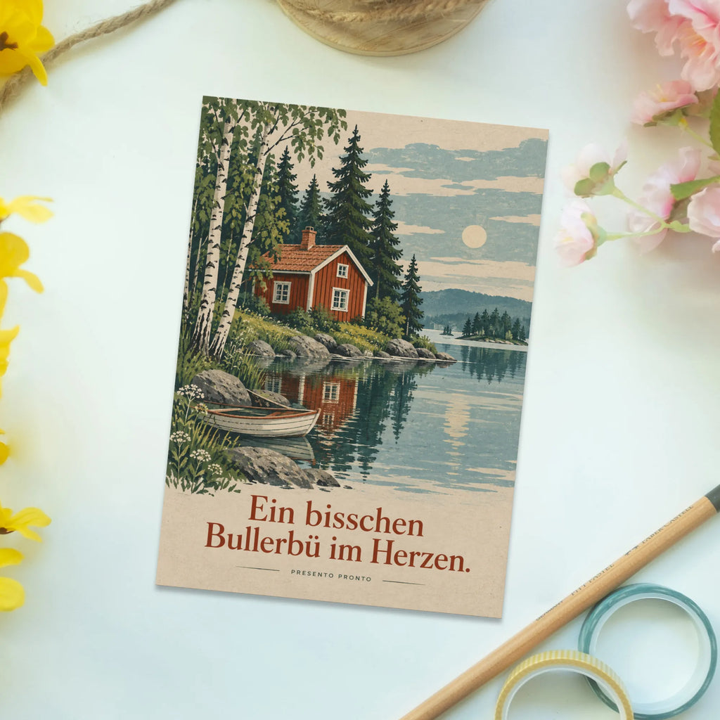 Nostalgische Postkarte für Schwedenfans mit roter Hütte|p:2017345|h:42a22a1003a212b5d0862864eda9c2d0