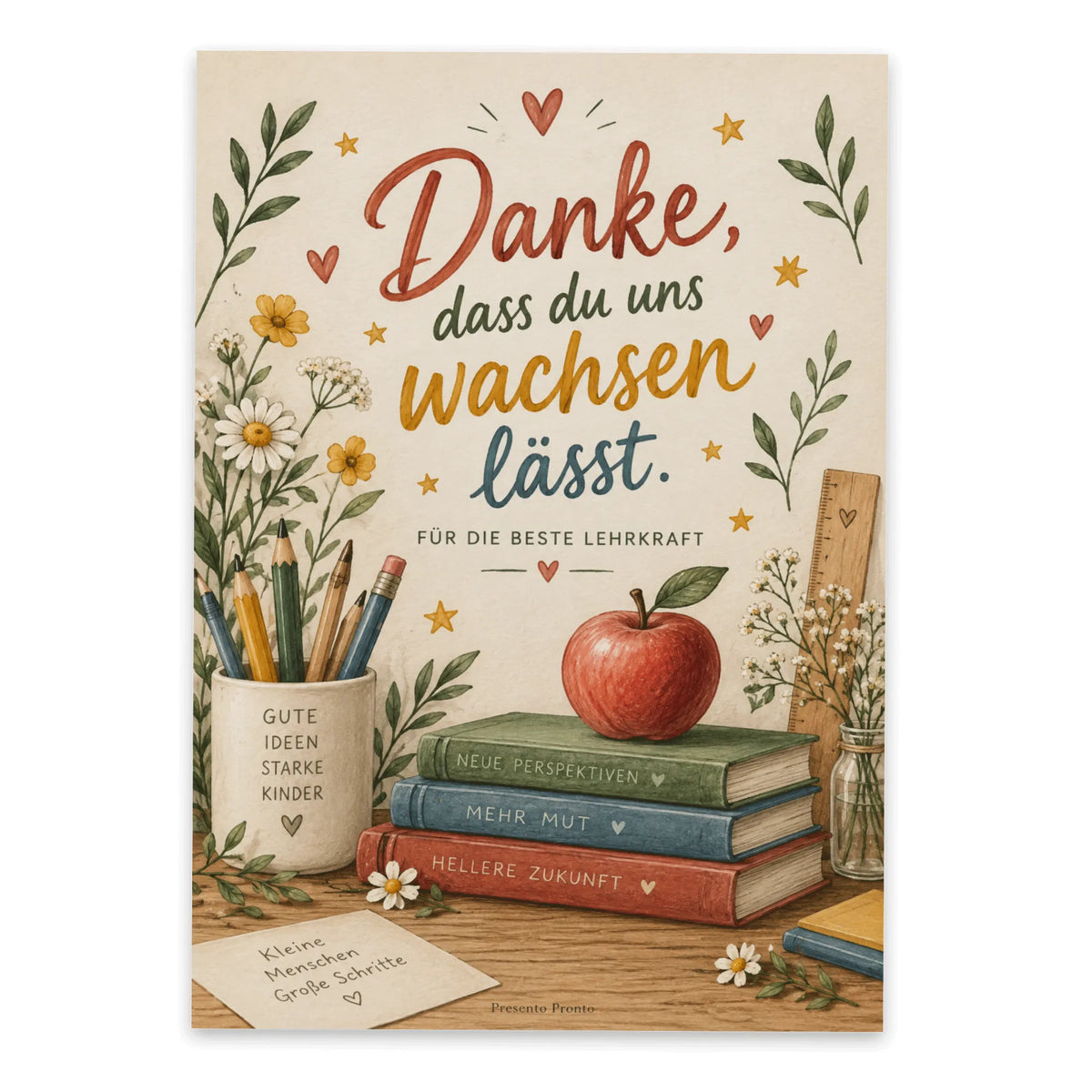 Herzliche Postkarte für Lehrer zum Danke sagen
