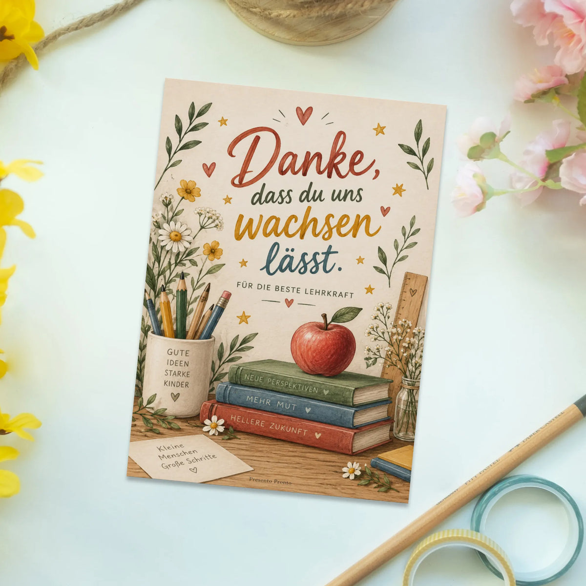 Herzliche Postkarte für Lehrer zum Danke sagen