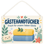 Fröhliches Schild für Gästehandtücher mit lächelnder Seife|p:2017395|h:cf772ff233b282e9742d85c3a4e08ac0