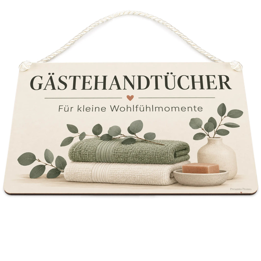 Elegantes Schild für Gästehandtücher mit Eukalyptus|p:2017405|h:5c02fba0eef86ff389365fbf90c98fd3