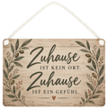 Warmes Holzbild für Zuhause mit Olivenzweigen