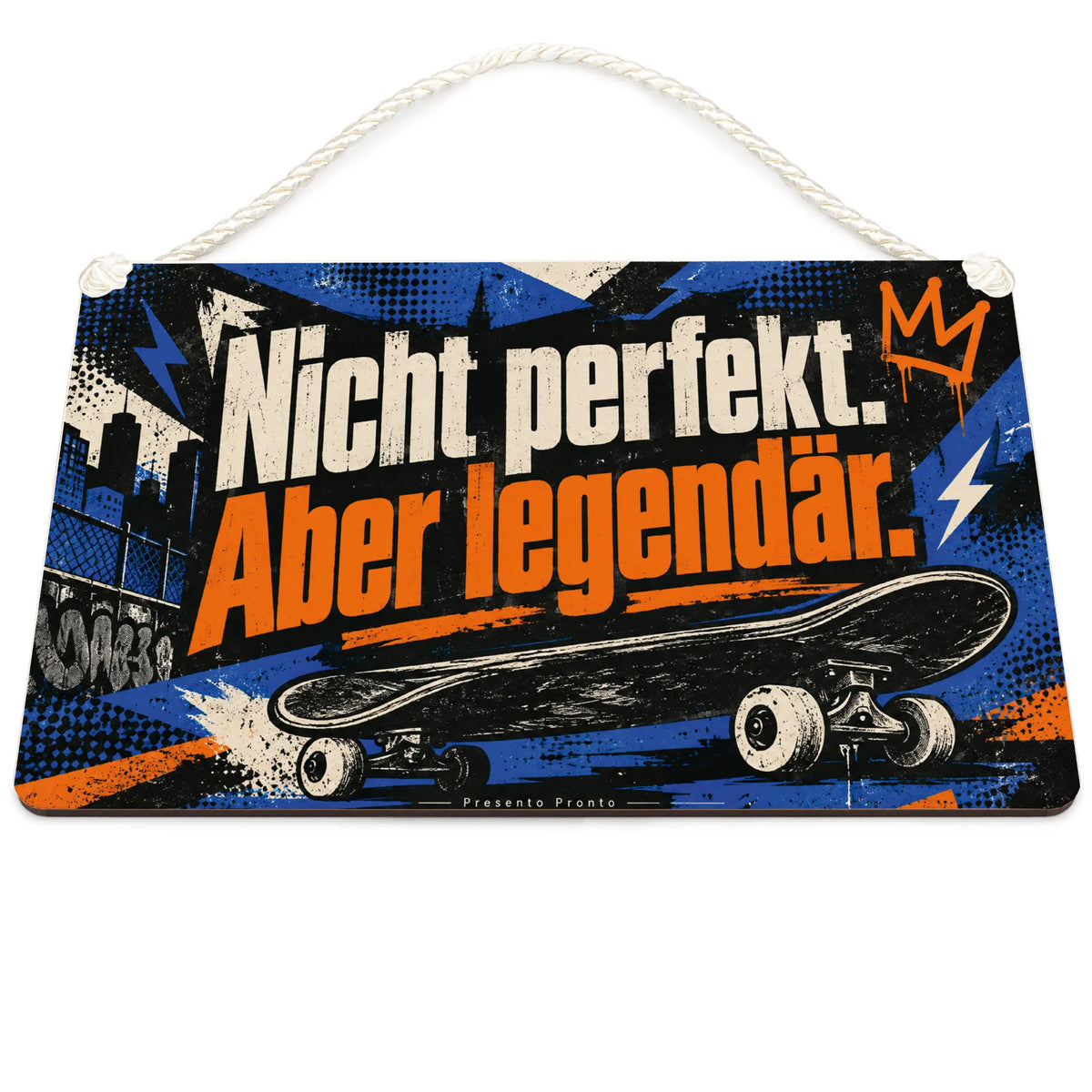 Cooles Schild für Teenager mit Skateboard
