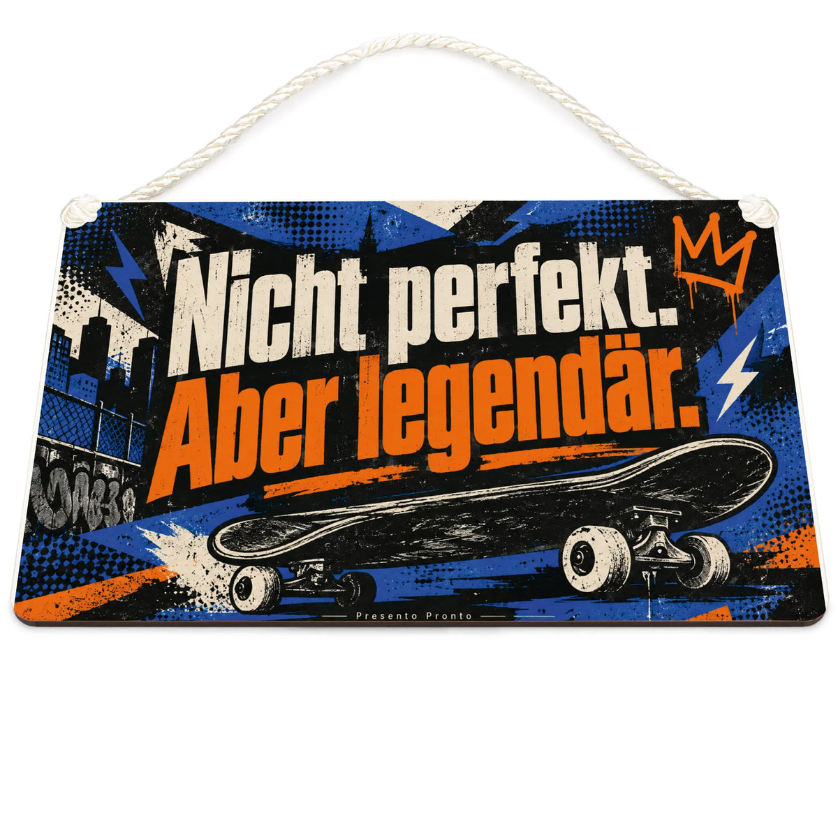 Cooles Schild für Teenager mit Skateboard