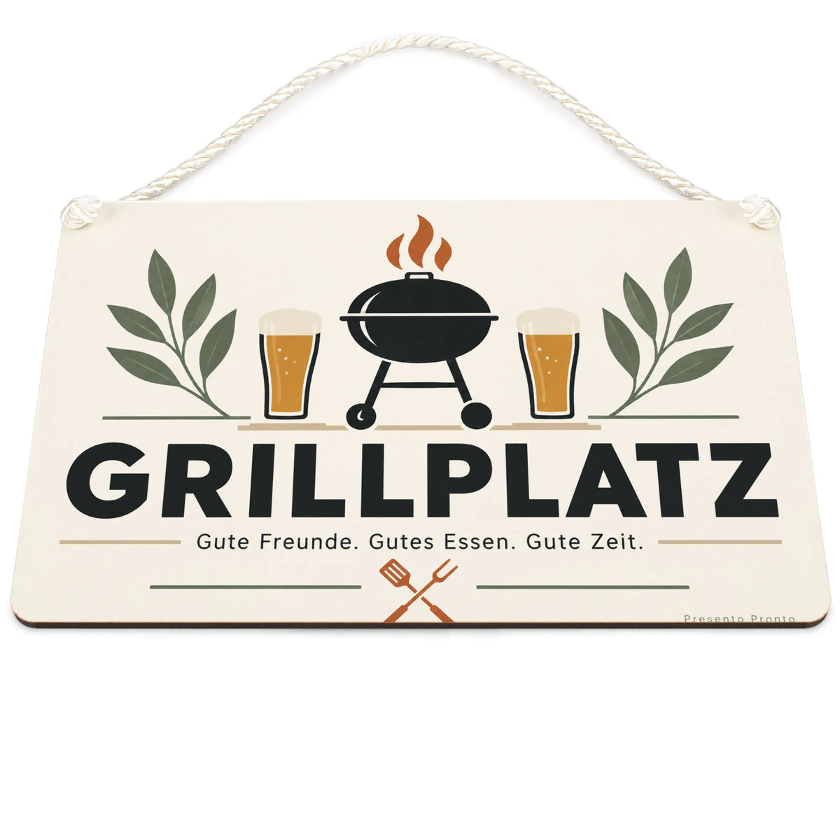Lustiges Schild für den Grillplatz mit Grill und Biergläsern
