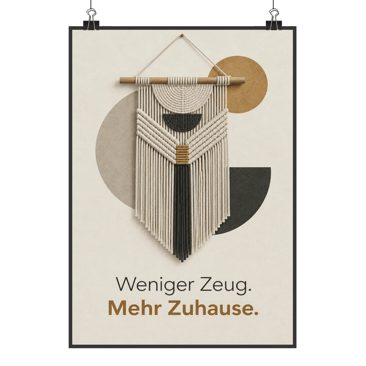 Ruhige Makramee Wanddeko für Minimalisten mit Holzstab