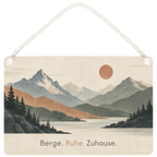 Ruhiges Holzbild mit Bergen bei Sonnenaufgang für Naturliebhaber|p:2017455|h:bc1364504233acb6d2c739521840725c