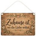 Gemütliches rustikales Holzschild für Zuhause mit Wildblumen
