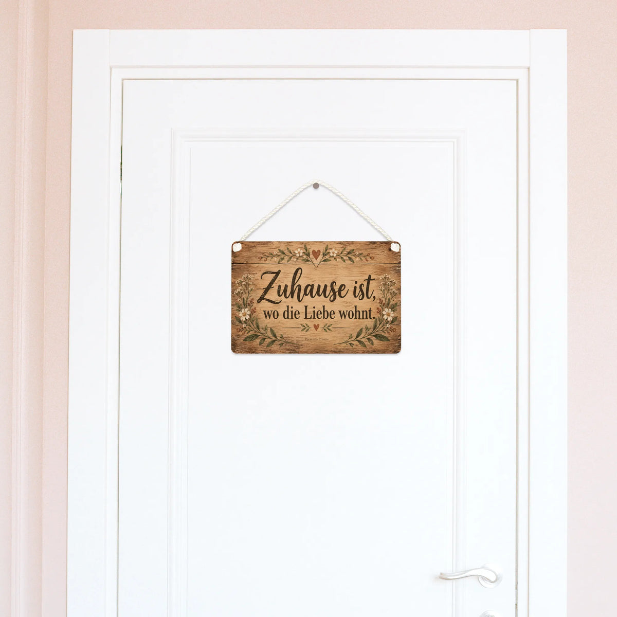Gemütliches rustikales Holzschild für Zuhause mit Wildblumen