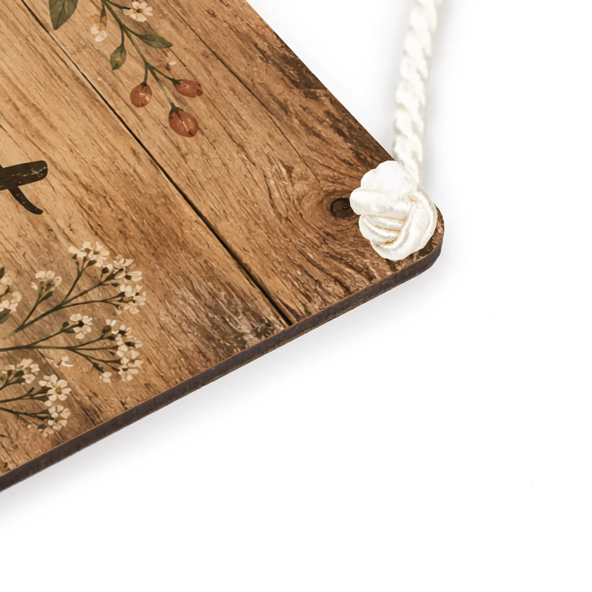 Gemütliches rustikales Holzschild für Zuhause mit Wildblumen