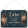Romantisches Schild zur Hochzeit mit Rosen