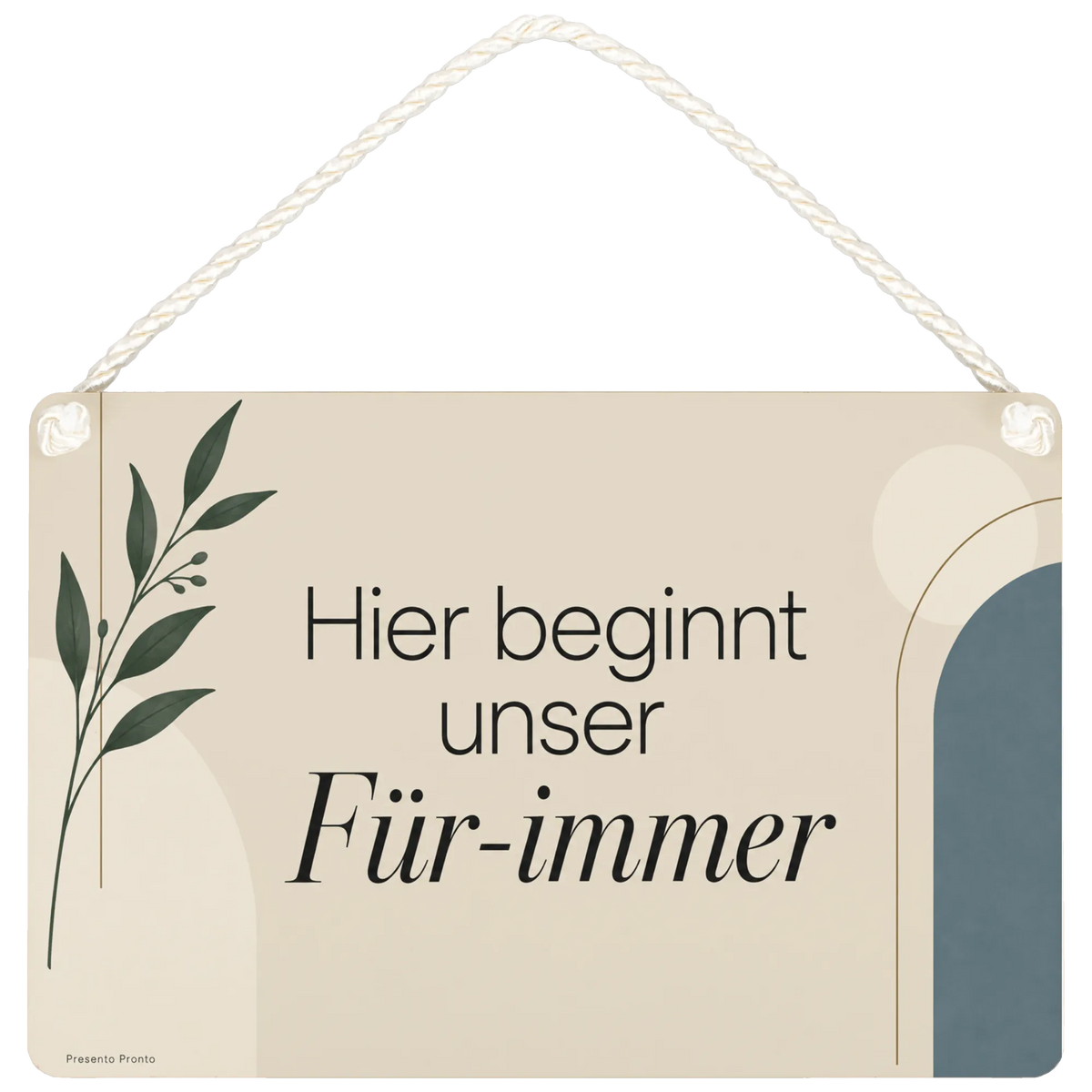 Elegantes Schild zur Hochzeit mit abstraktem Bogen