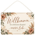 Elegantes Schild zur Hochzeit mit Trockenblumen