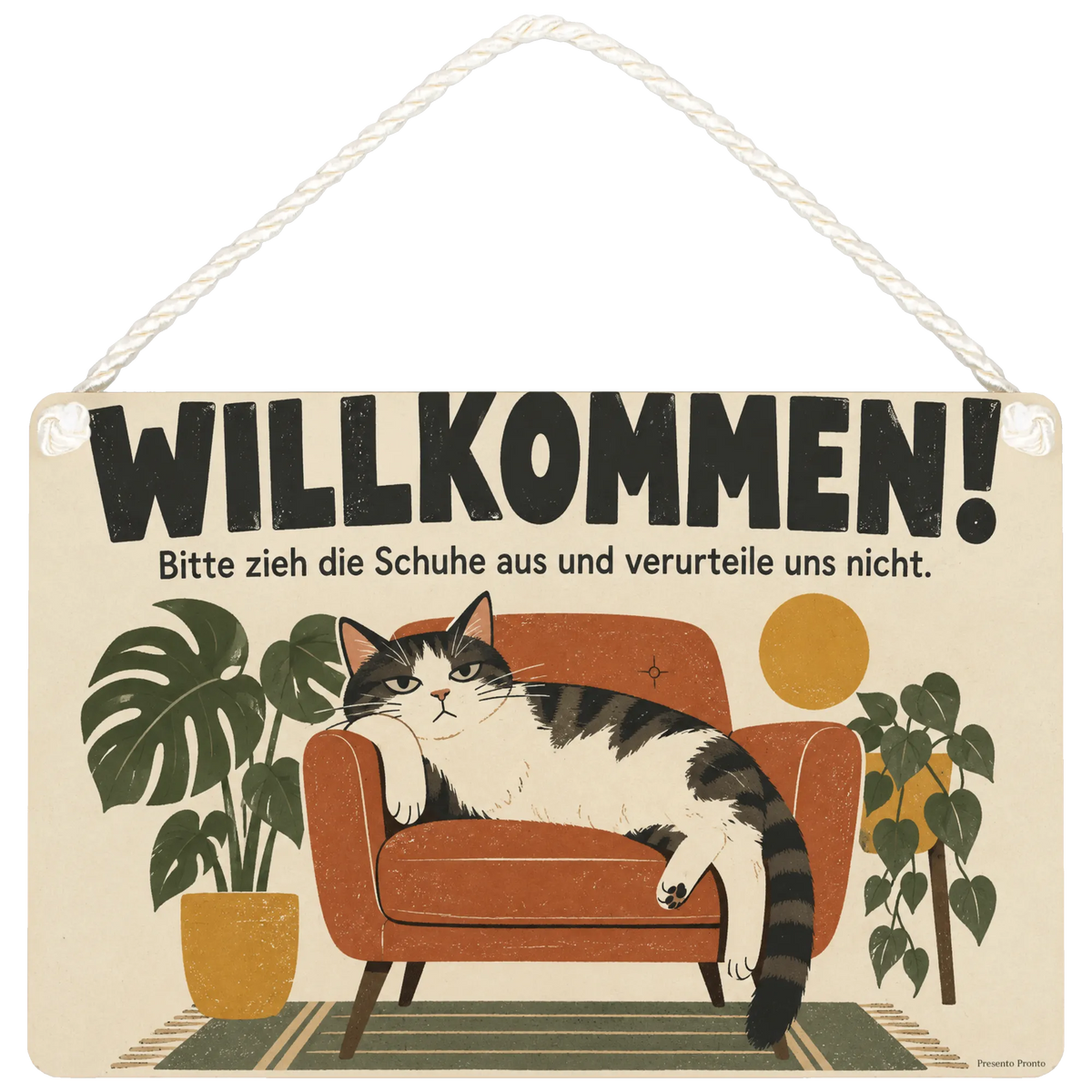 Deko Schild Katze entspannt Design